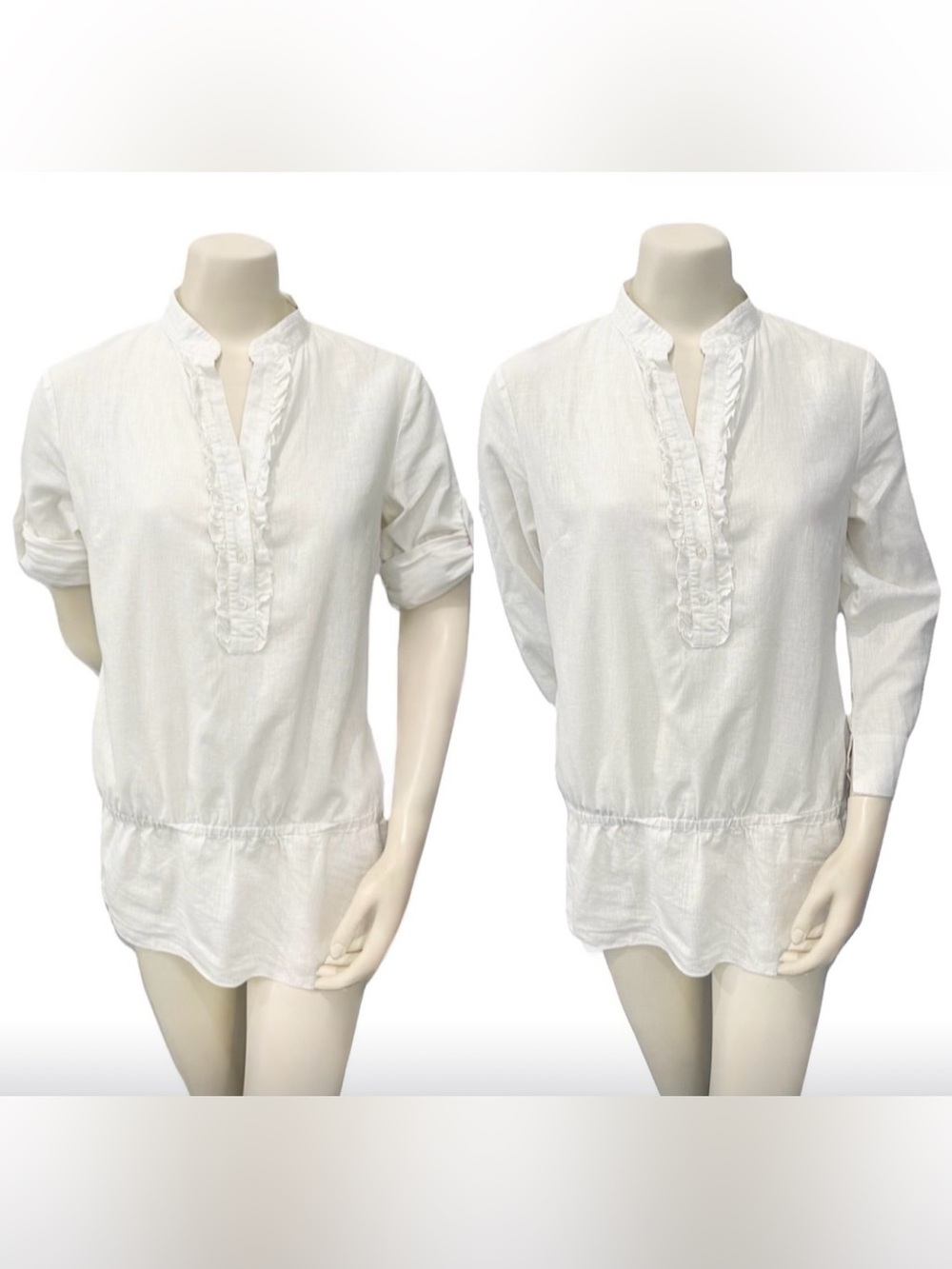 Lilly Pulitzer White Ivory Linen Blend Ruffle Tunic Top Size 6